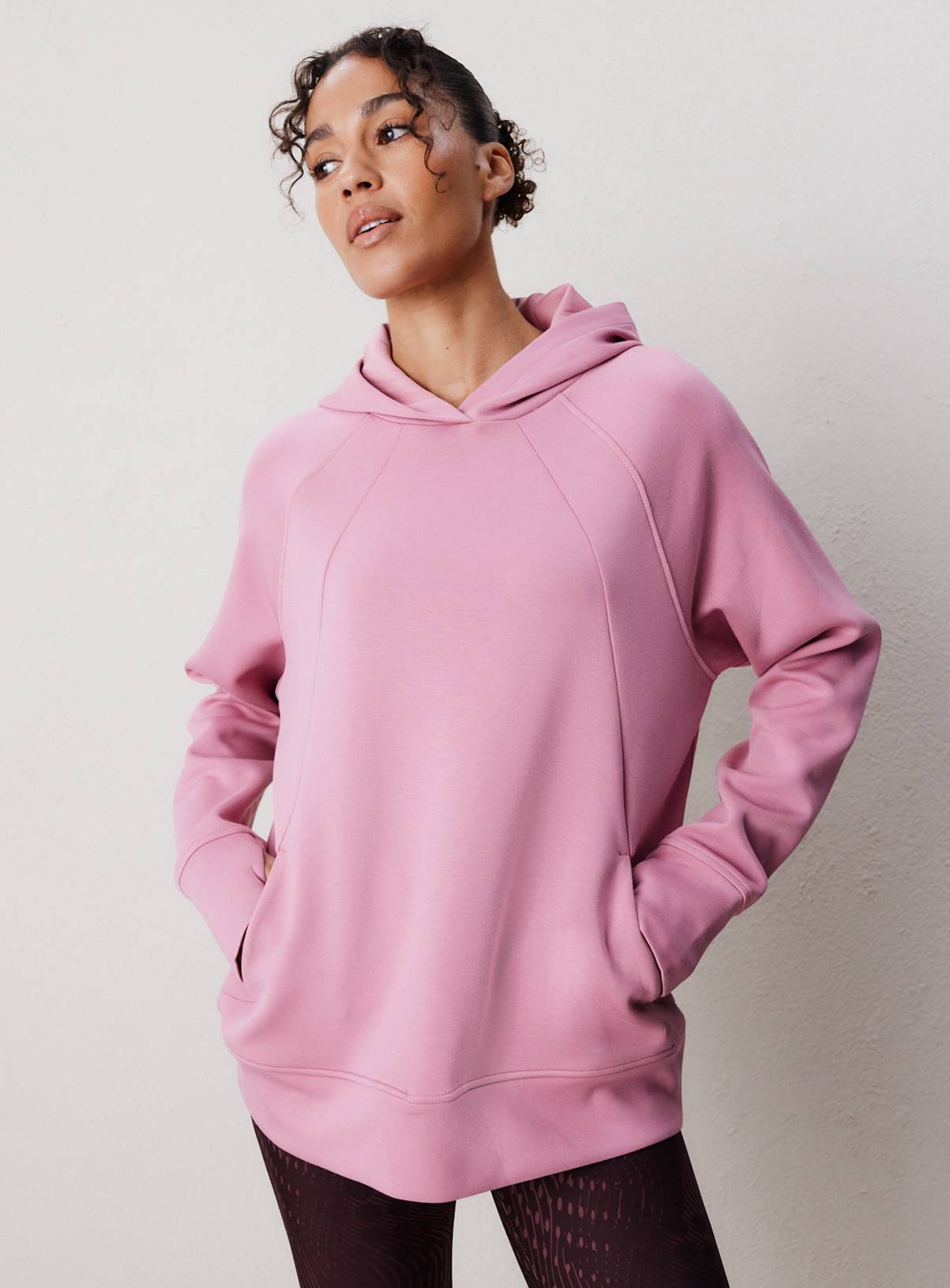 REAKTIV Light Pink Scuba Longline Hoodie S - Image 1
